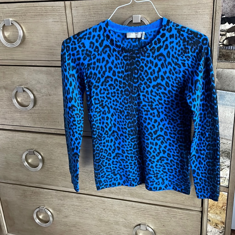 Leopard Print Cashmere Sweater, Size S - image 2